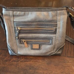 b.o.c. Dark Leather Crossbody Bag with Tan Accents